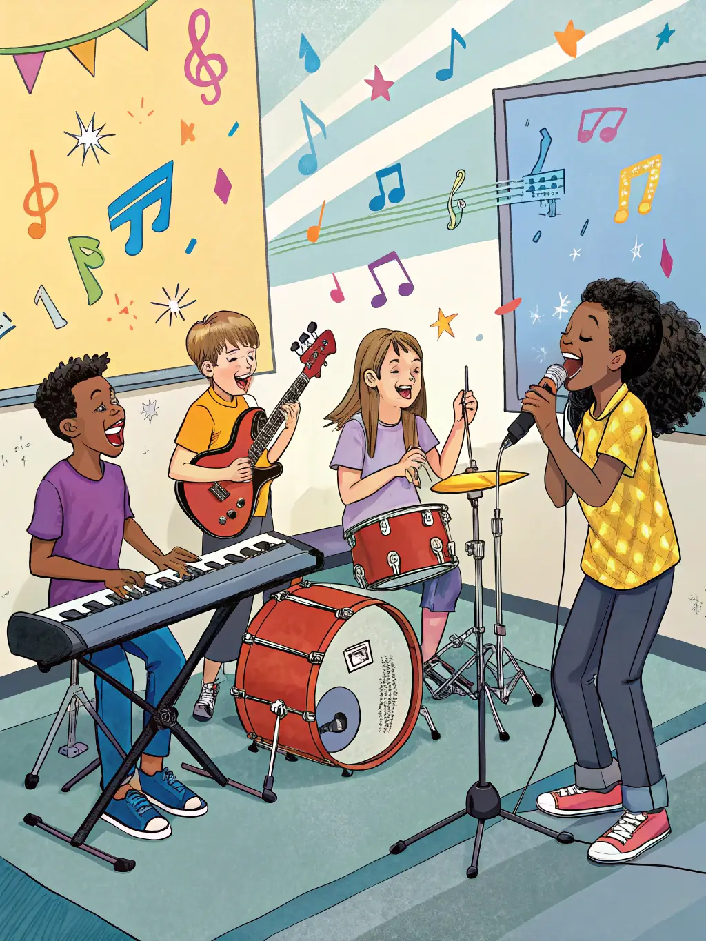 A group of diverse individuals actively participating in a hands-on early music workshop, showcasing the inclusive and educational nature of the program.